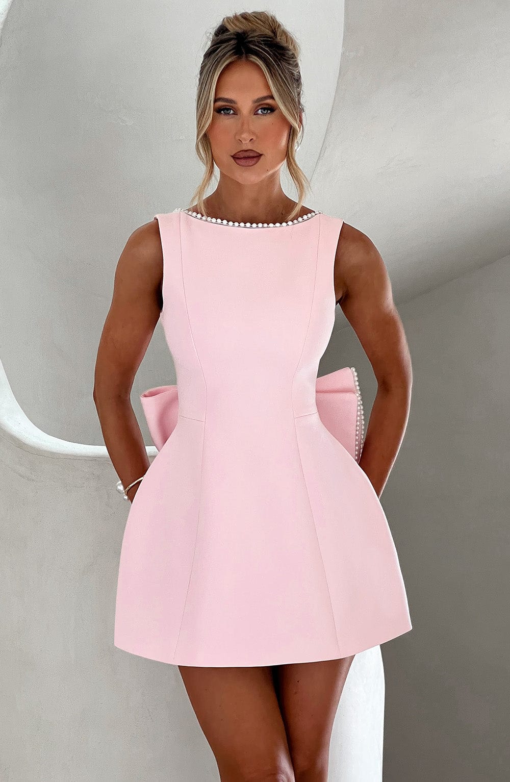 SATIN COCKTAIL MINI DRESS