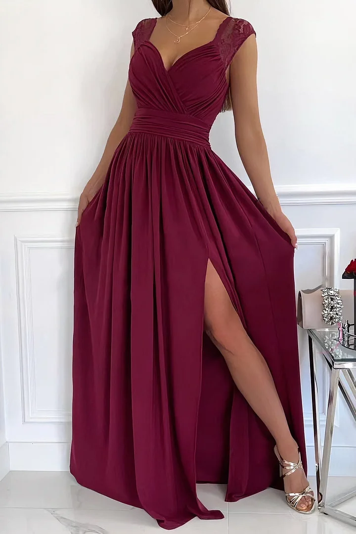 ELEGANT MAXI DRESS WITH OPEN BACK AND SPLIT