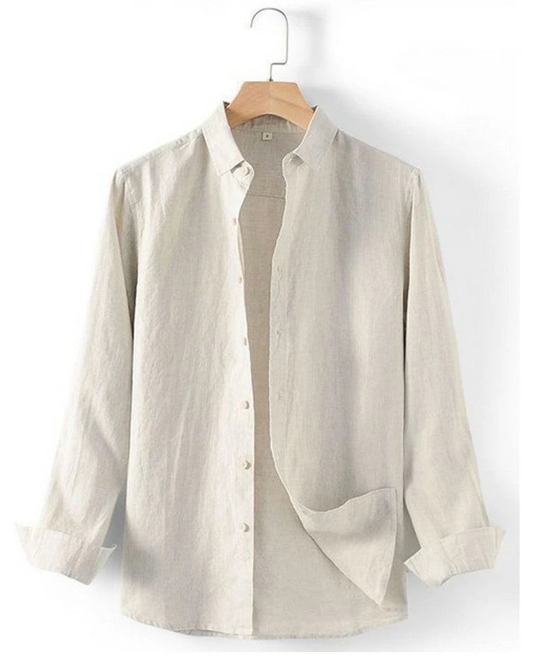 MEN'S LINEN LONG SLEEVE SHIRT WITH BUTTON DOWN FRONT