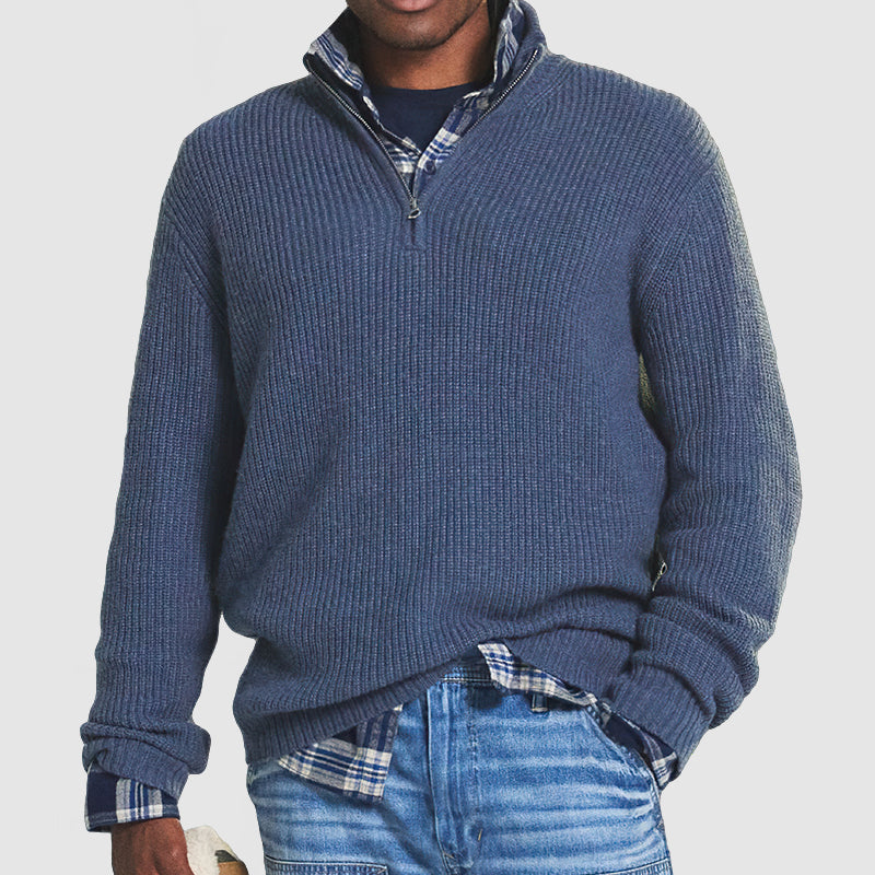 Men's Jumper With Ribbed Half Zip | Knit