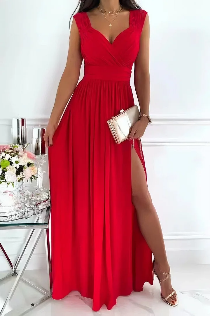 ELEGANT MAXI DRESS WITH OPEN BACK AND SPLIT