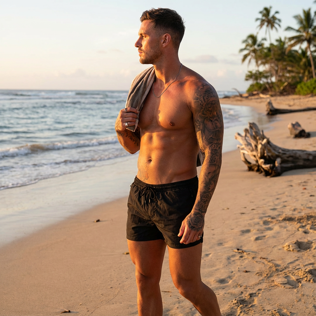 Noah | Men's Swim Shorts With Drawstring Waist And Side Pockets | Active