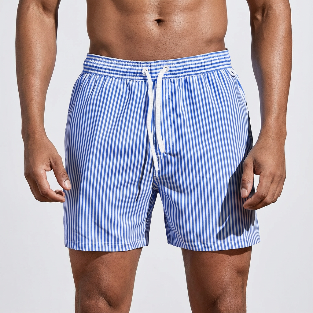 Harry | Men's Swim Shorts With Stripe Pattern And Drawstring Waist | Fresh