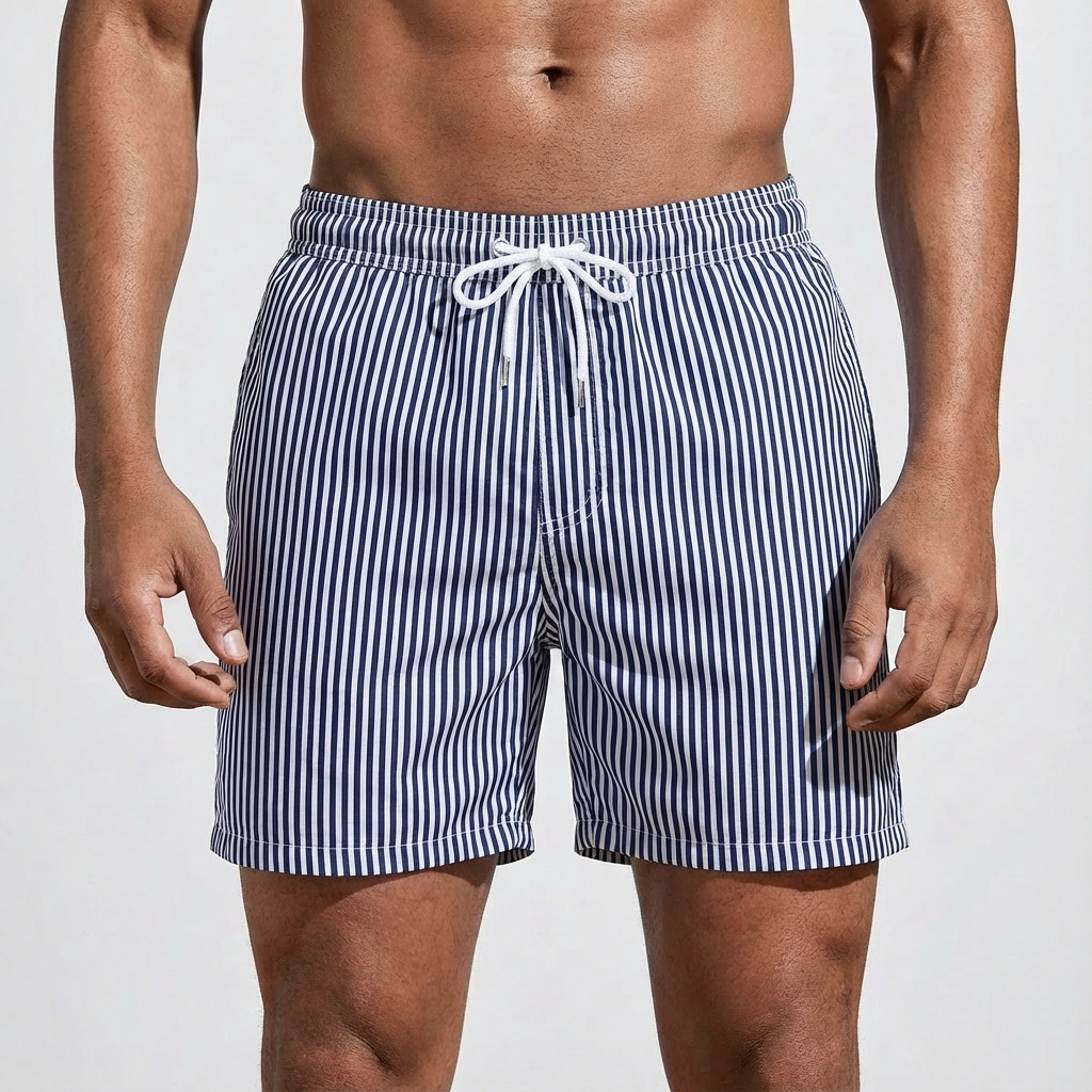 Harry | Men's Swim Shorts With Stripe Pattern And Drawstring Waist | Fresh