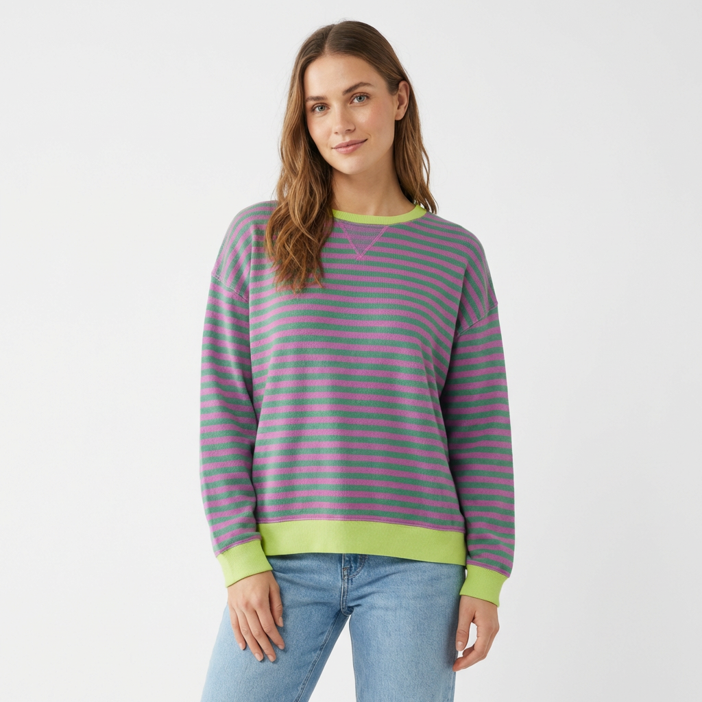Noah | Women's Sweatshirt With Stripe Pattern And Contrast Trim | Playful