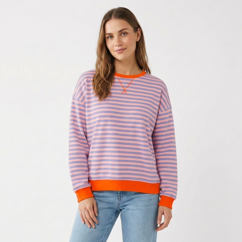 Noah | Women's Sweatshirt With Stripe Pattern And Contrast Trim | Playful