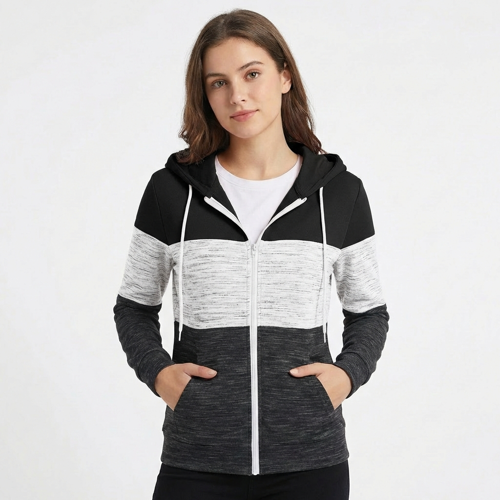 Bella | Women's Zip-Up Hoodie With Blocked Design And Front Pockets | Active