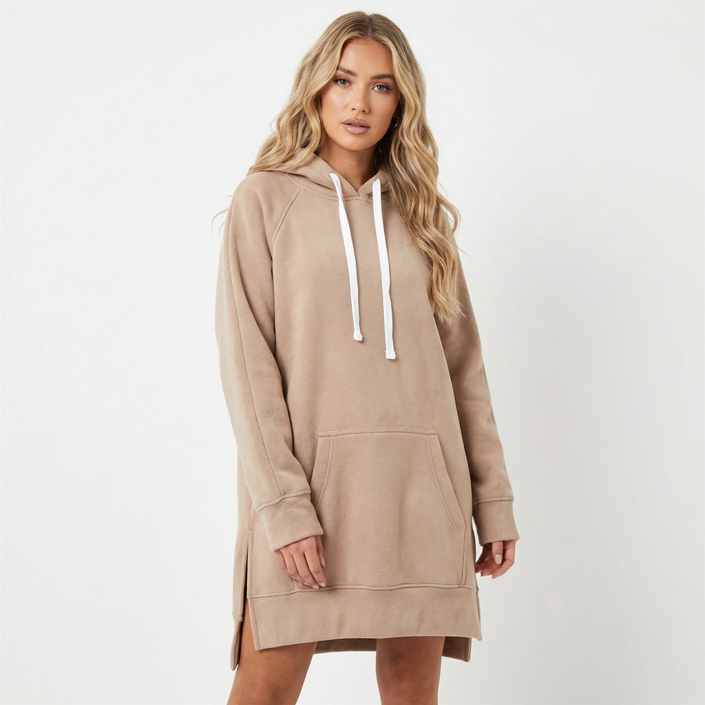 Harper | Women's Hoodie Dress With Kangaroo Pocket And Side Slits | Casual