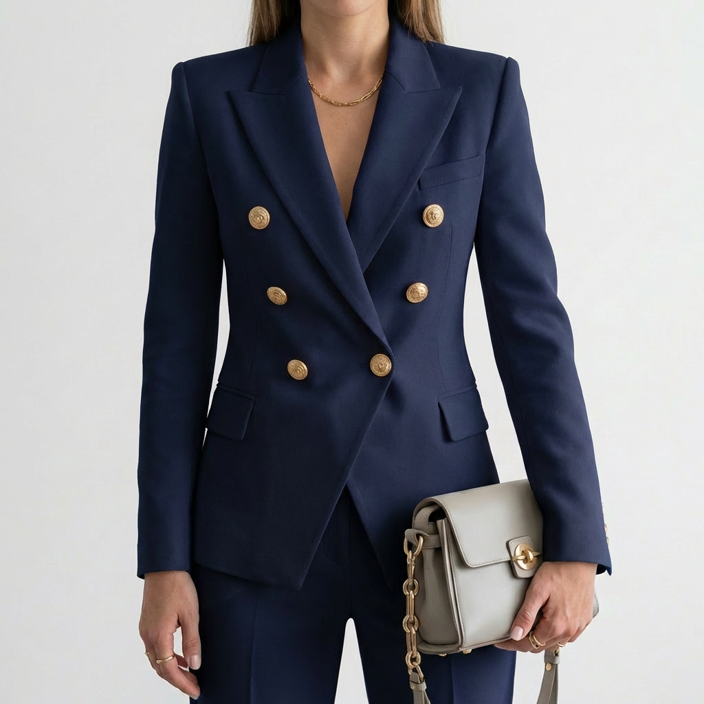 Bella | Women's Blazer With Double-Breasted Design And Gold Buttons | Power