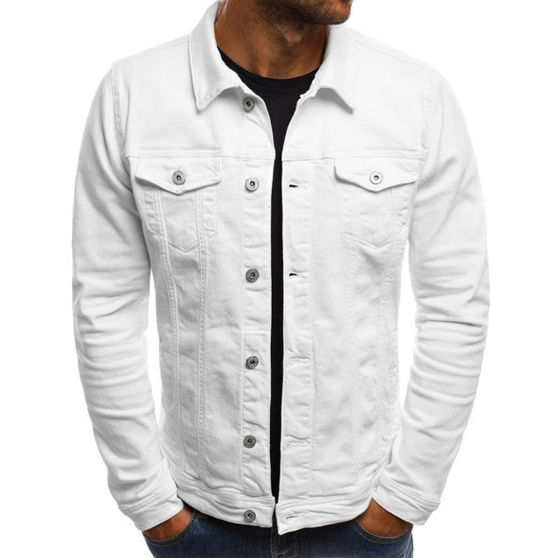 MEN'S CASUAL DENIM JACKET WITH BUTTON FRONT