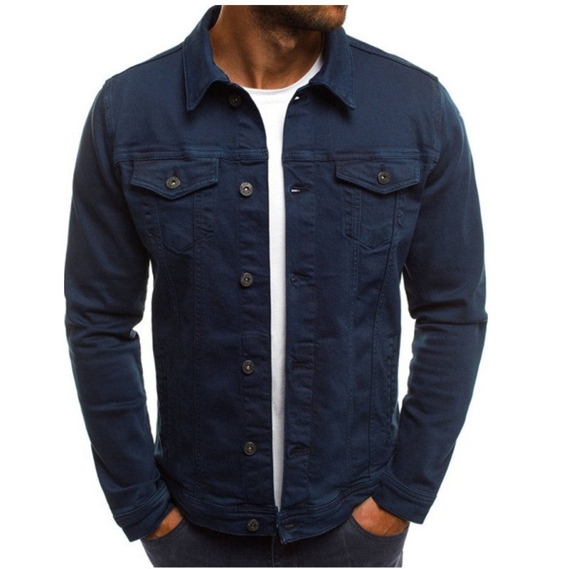 MEN'S CASUAL DENIM JACKET WITH BUTTON FRONT