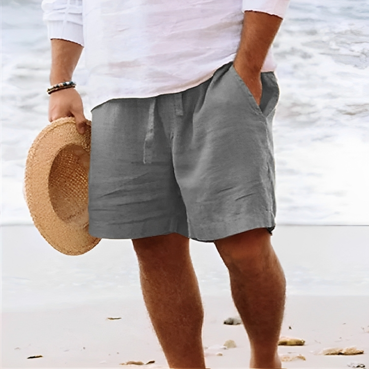 MEN'S LINEN SUMMER SHORTS WITH ELASTIC WAIST