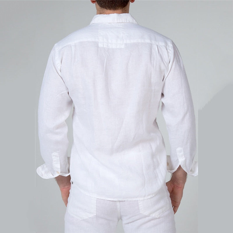 MEN'S LINEN RELAXED FIT SHIRT WITH LONG SLEEVES