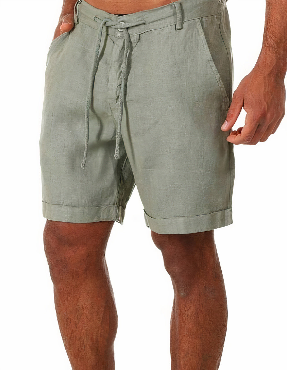 Men's Linen Summer Shorts With Drawstring Waist