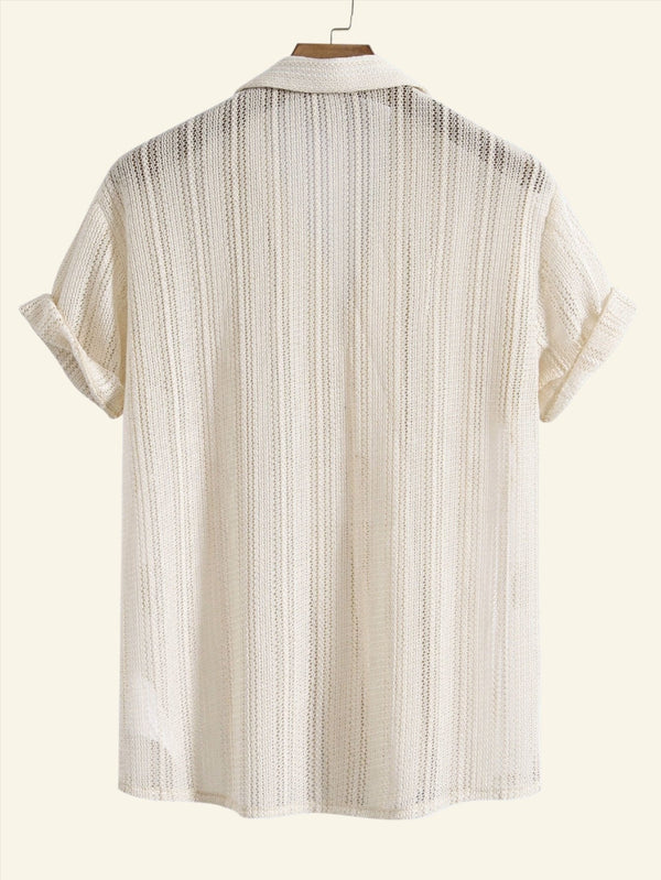 MEN'S KNIT SHORT SLEEVE SHIRT WITH BUTTON DOWN COLLAR