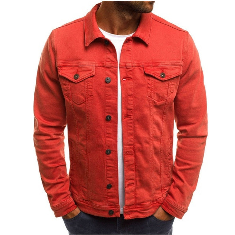 MEN'S CASUAL DENIM JACKET WITH BUTTON FRONT