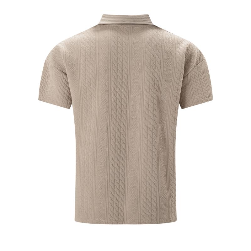 Men's Knit Polo Shirt With Textured Fabric