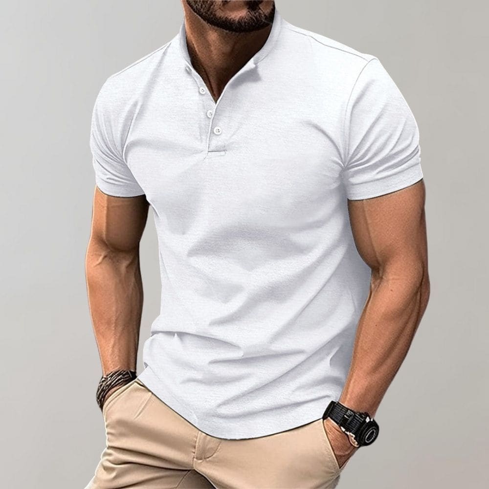 MEN'S COTTON SLIM FIT POLO SHIRT WITH SHORT SLEEVES