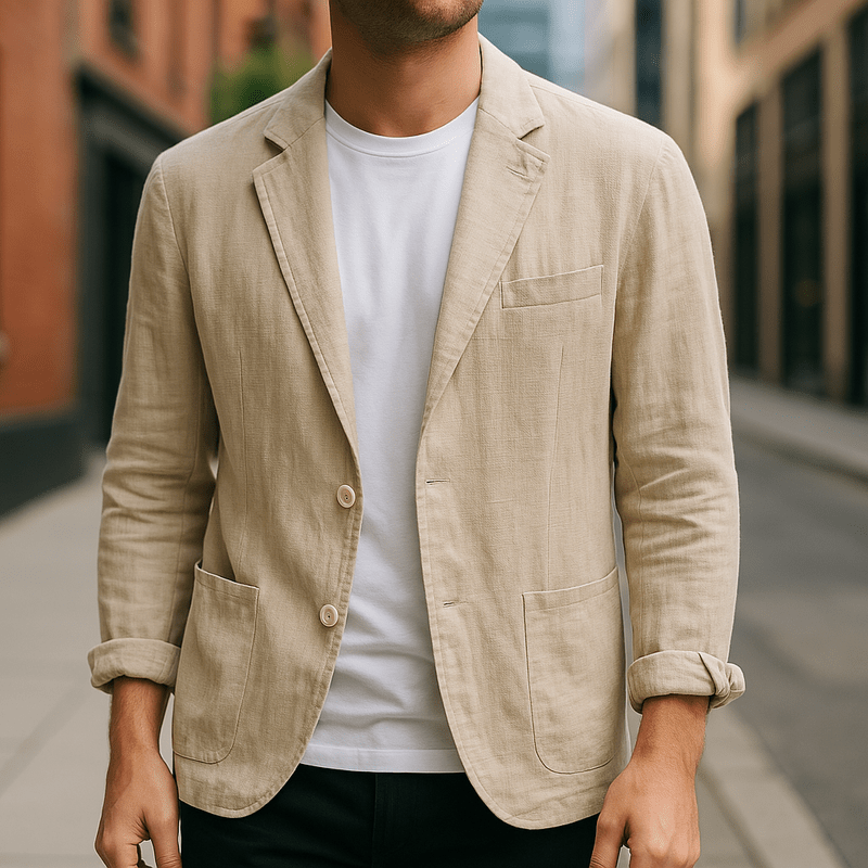MEN'S LINEN BLAZER WITH LIGHTWEIGHT TAILORED FIT