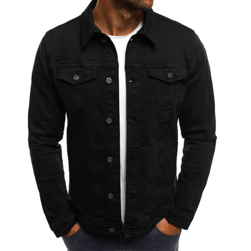 MEN'S CASUAL DENIM JACKET WITH BUTTON FRONT