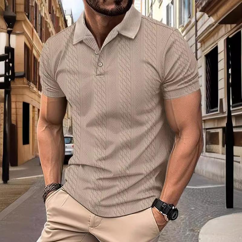 Men's Knit Polo Shirt With Textured Fabric