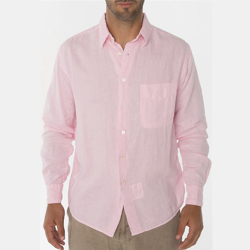 MEN'S LINEN RELAXED FIT SHIRT WITH LONG SLEEVES