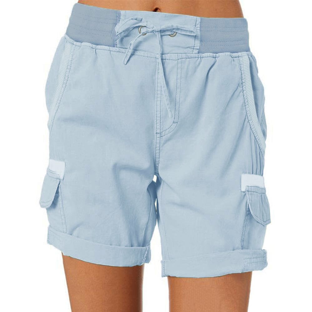 Women's Cargo Shorts With Stretch Waist & Pockets