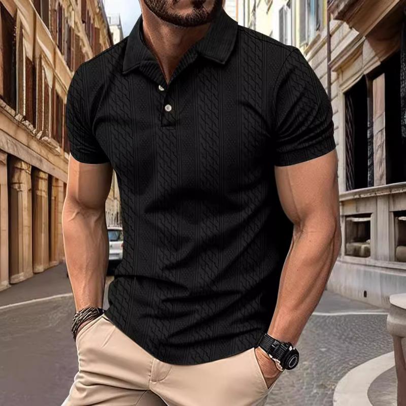 Men's Knit Polo Shirt With Textured Fabric