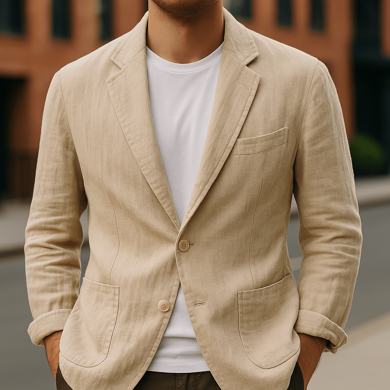 MEN'S LINEN BLAZER WITH LIGHTWEIGHT TAILORED FIT