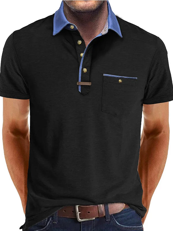 MEN'S COTTON POLO SHIRT WITH CONTRAST COLLAR