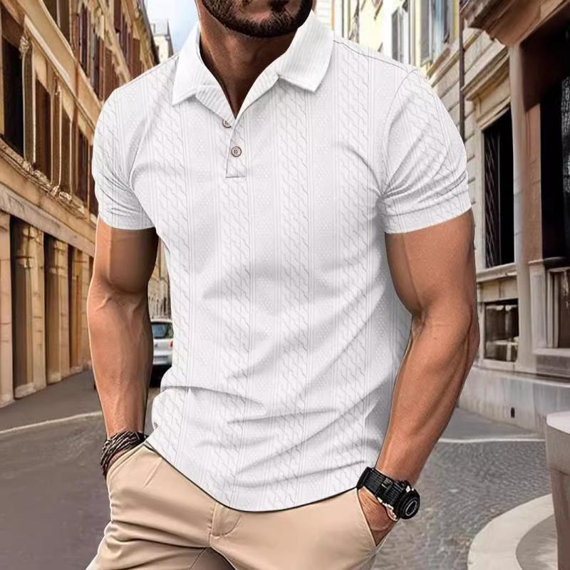 Men's Knit Polo Shirt With Textured Fabric