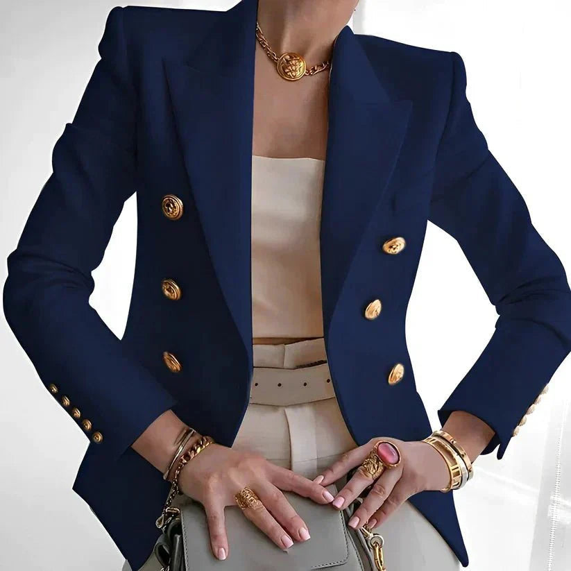 Women's Double-breasted Blazer With Gold Buttons