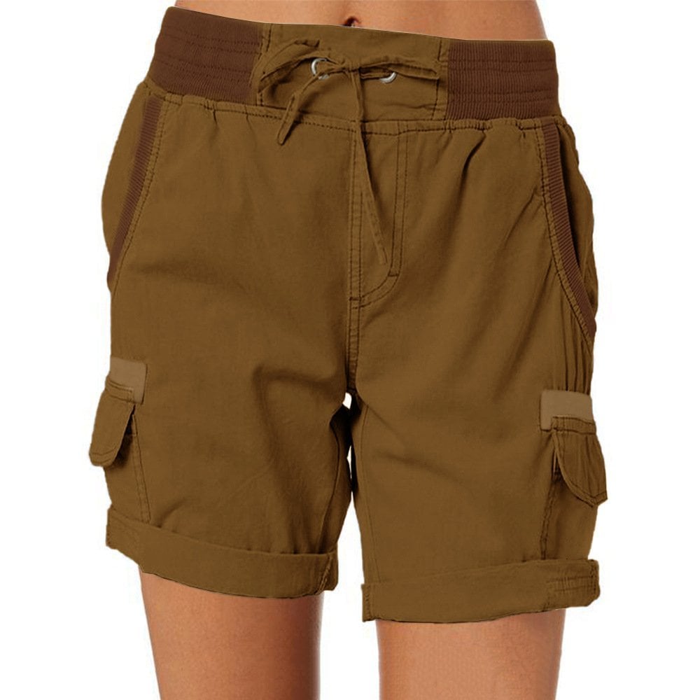 Women's Cargo Shorts With Stretch Waist & Pockets