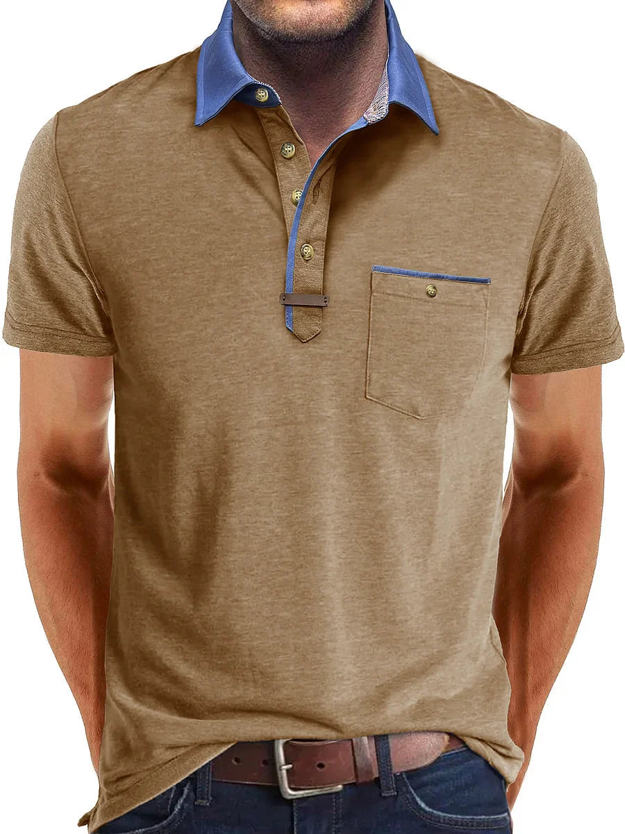 MEN'S COTTON POLO SHIRT WITH CONTRAST COLLAR