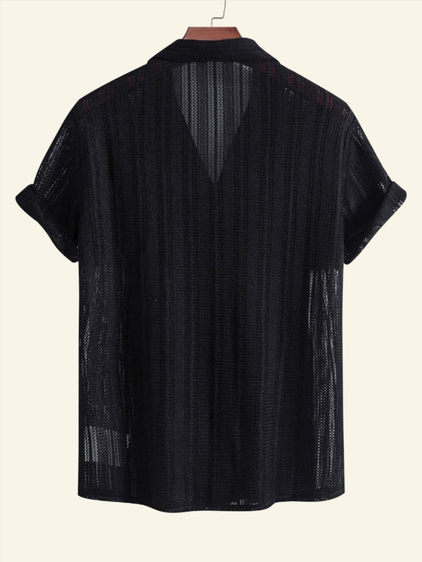 MEN'S KNIT SHORT SLEEVE SHIRT WITH BUTTON DOWN COLLAR