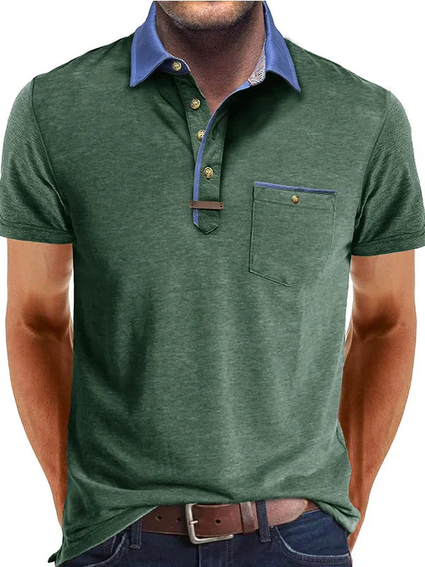 MEN'S COTTON POLO SHIRT WITH CONTRAST COLLAR