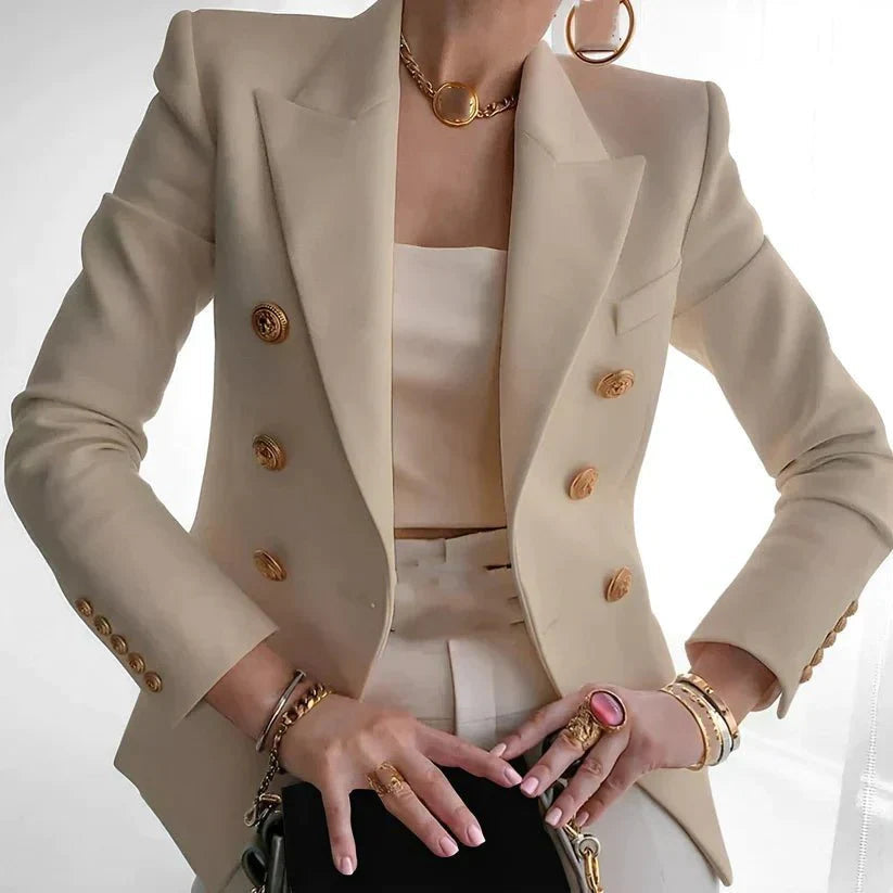 Women's Double-breasted Blazer With Gold Buttons