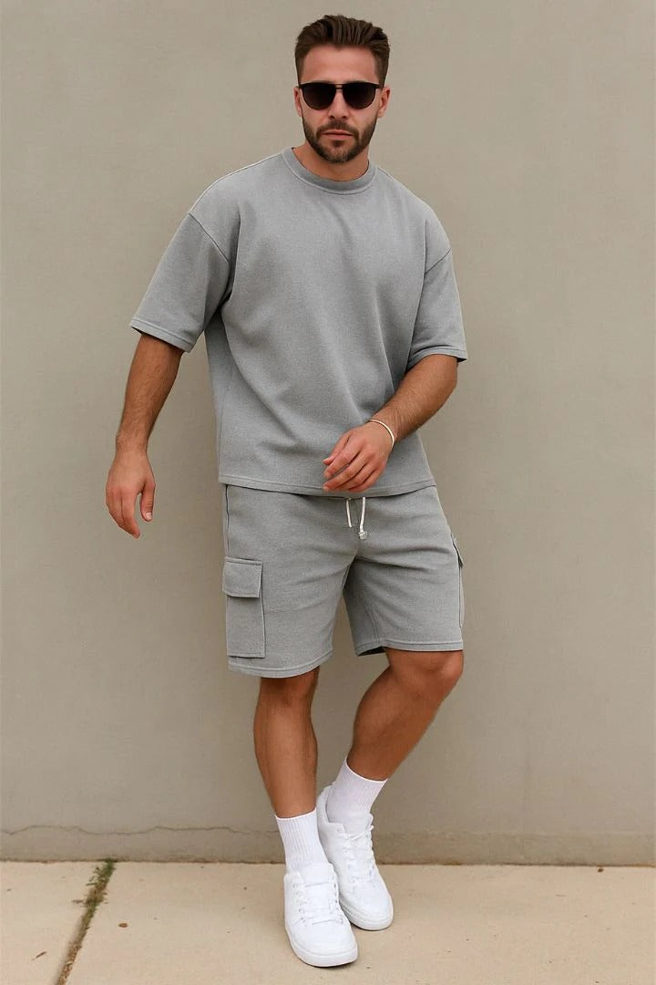 Men's Casual Summer Set With Short Sleeve T-shirt & Shorts