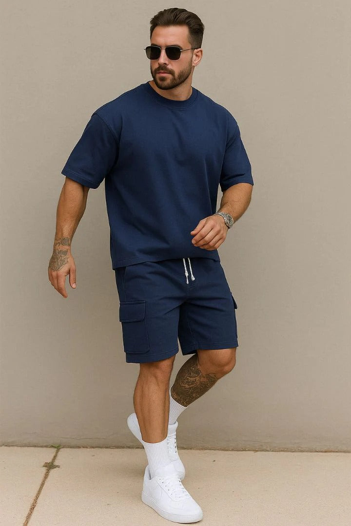 Men's Casual Summer Set With Short Sleeve T-shirt & Shorts