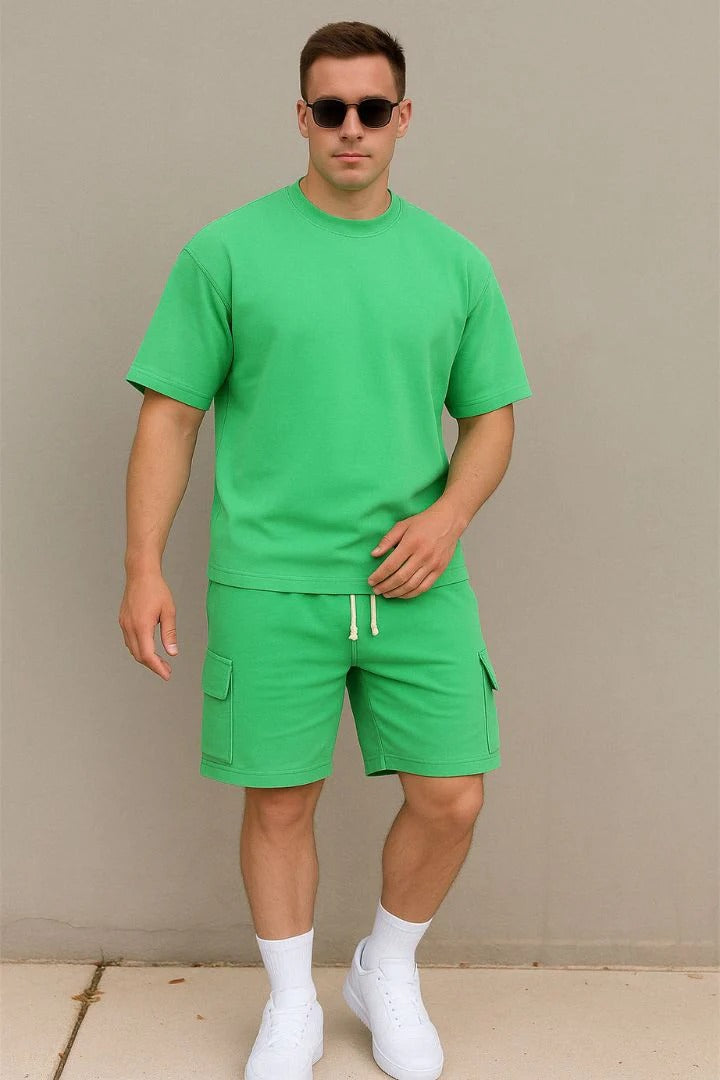 Men's Casual Summer Set With Short Sleeve T-shirt & Shorts