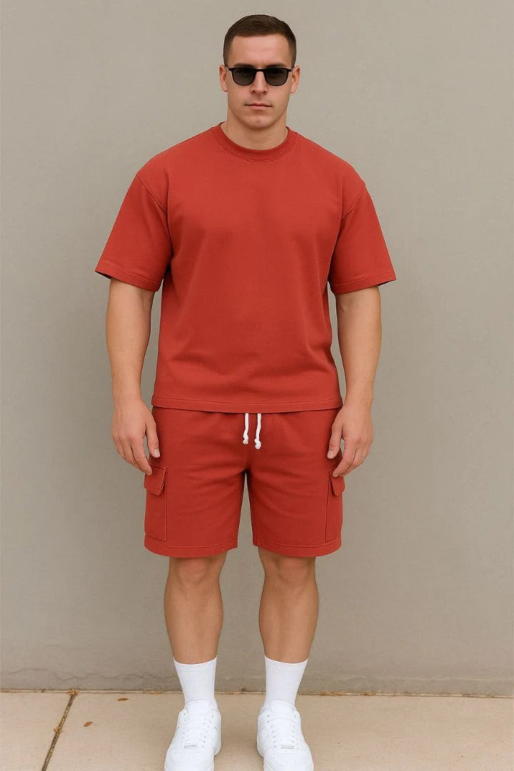 Men's Casual Summer Set With Short Sleeve T-shirt & Shorts
