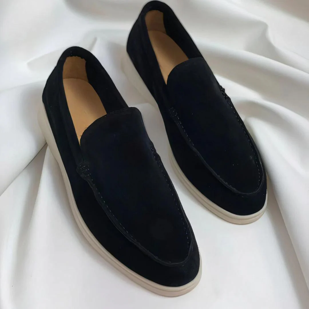 MEN'S SUEDE LOAFERS WITH LOW HEEL