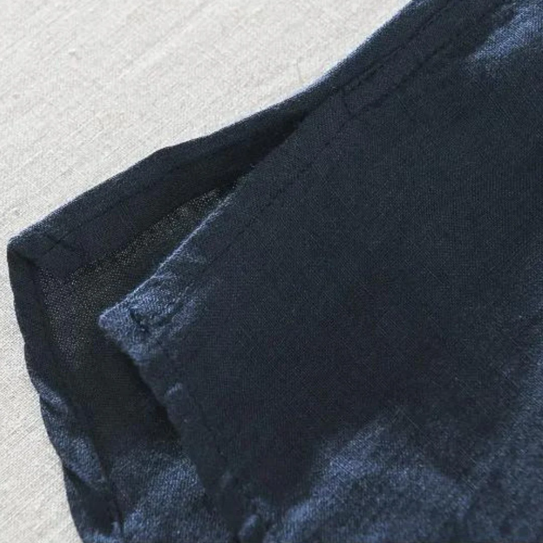 MEN'S SLIM FIT LINEN POPOVER SHIRT WITH LONG SLEEVES