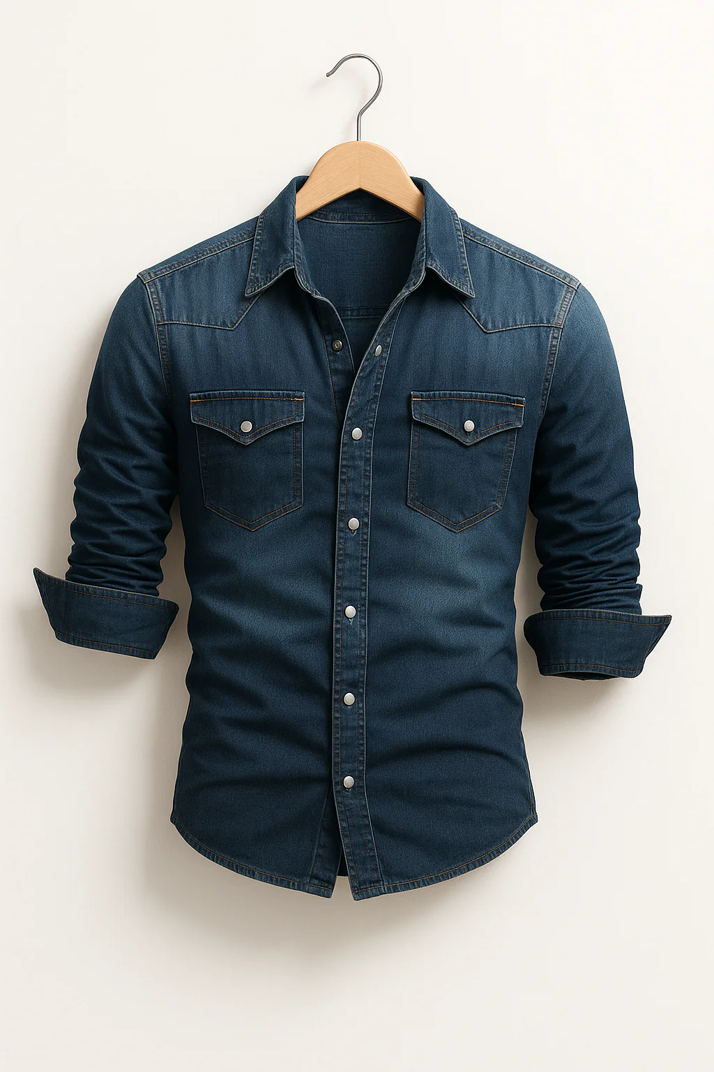 MEN'S SLIM FIT DENIM SHIRT WITH LONG SLEEVES