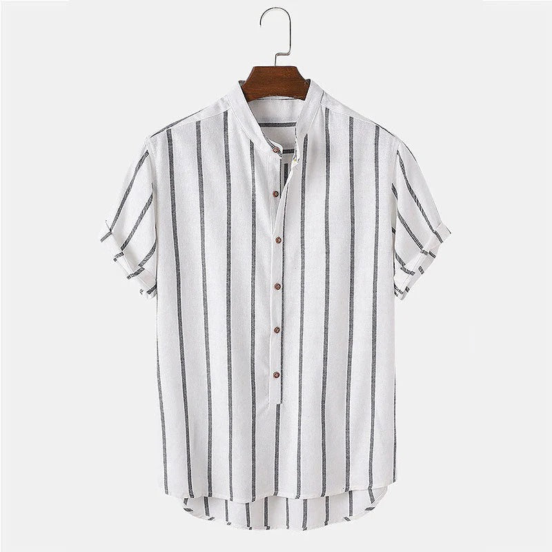 Men's Linen Summer Set With Short Sleeve Shirt & Shorts