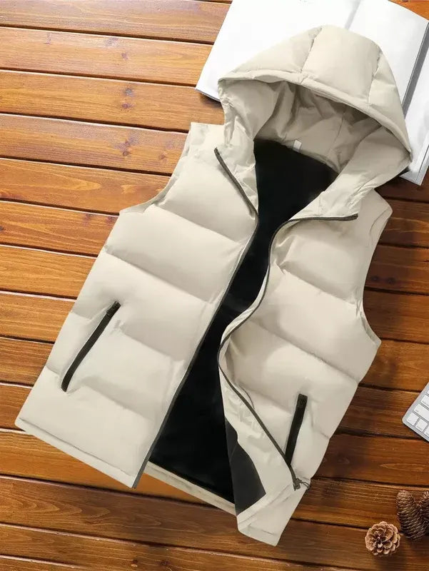Men's Hooded Color Block Puffer Vest