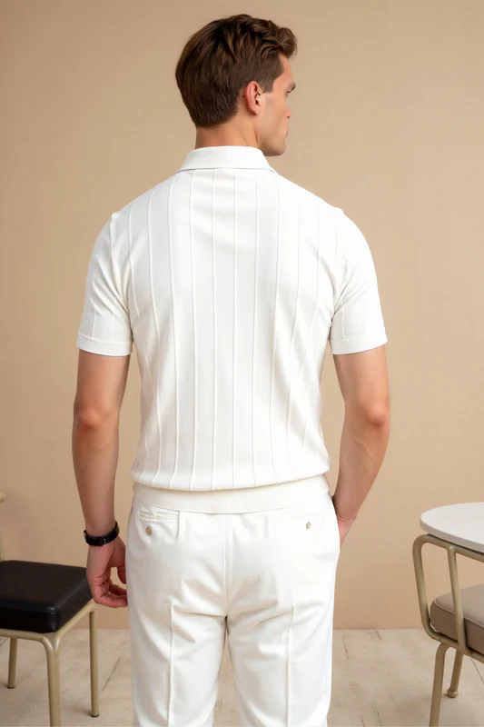 Casual Men's Knit Polo Shirt