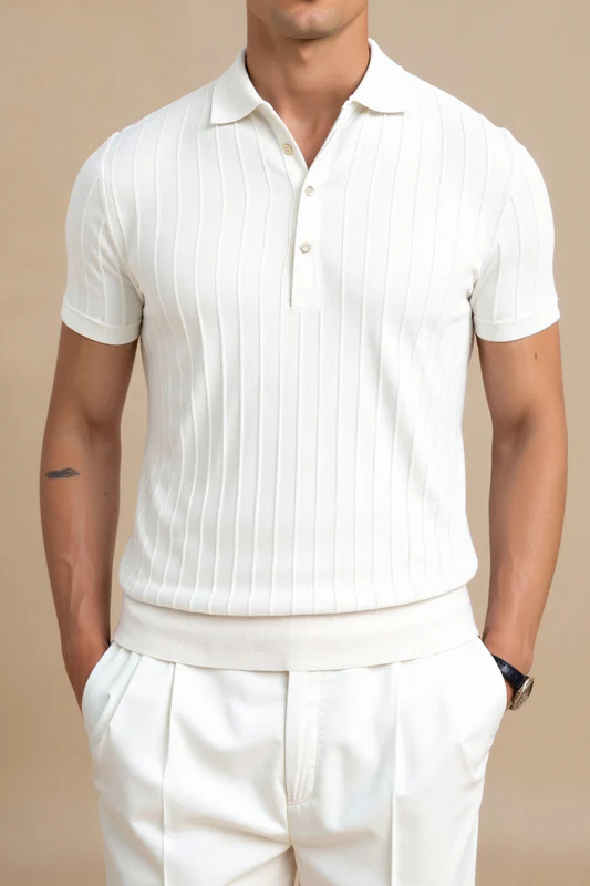 Casual Men's Knit Polo Shirt