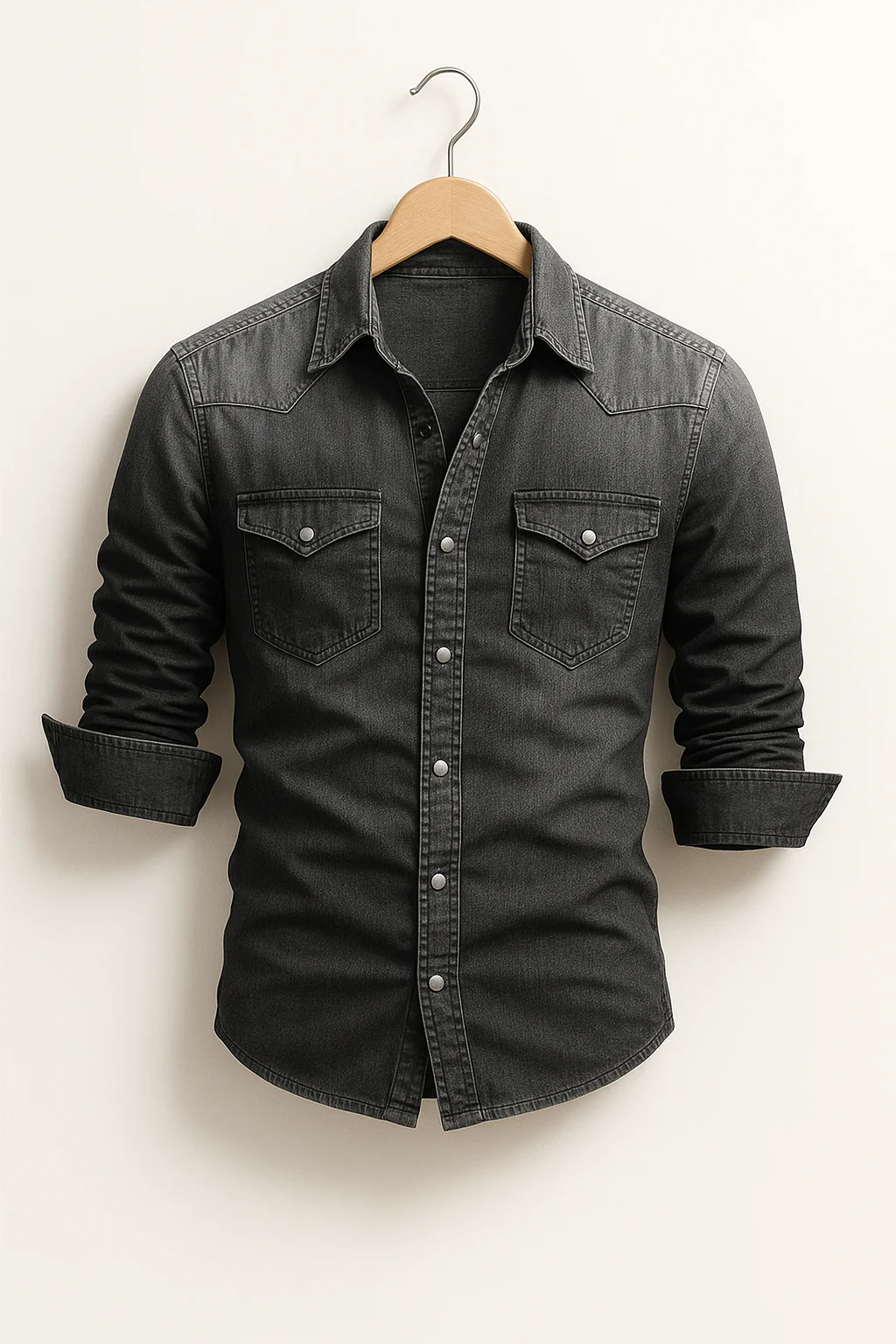MEN'S SLIM FIT DENIM SHIRT WITH LONG SLEEVES