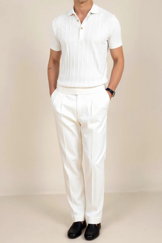 Casual Men's Knit Polo Shirt